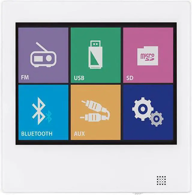 Alt view image 9 of 12 - Monoprice Wall Mount Music Amplifier, 40 Watts with Touch Screen Bluetooth 4.1, Line Level Aux, FM Radio, and Wireless IR Remote - Commercial Audio