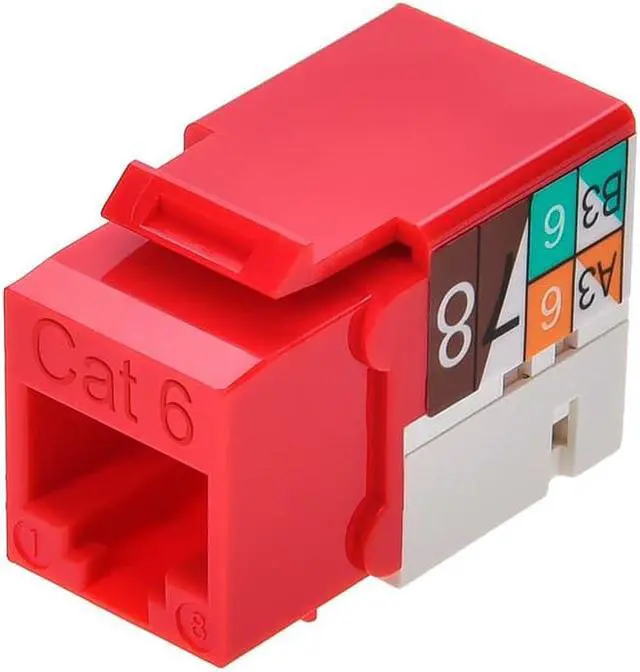 Alt view image 4 of 10 - Monoprice Cat6 Punch Down Keystone Jack for 22-24AWG Solid Wire, Red