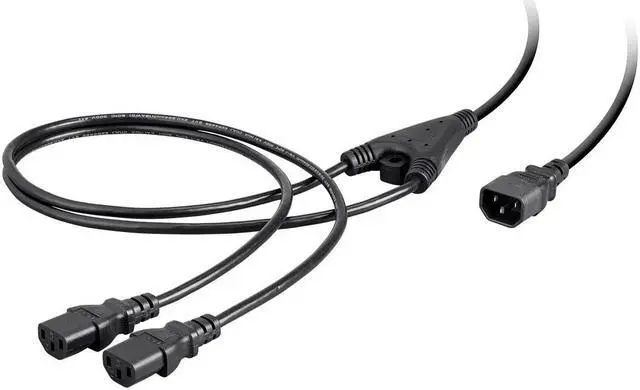 Alt view image 2 of 14 - Monoprice 6ft 18AWG Power Extension Cord Splitter Cable  10A (IEC 60320 C14 to 2x IEC 60320 C13)