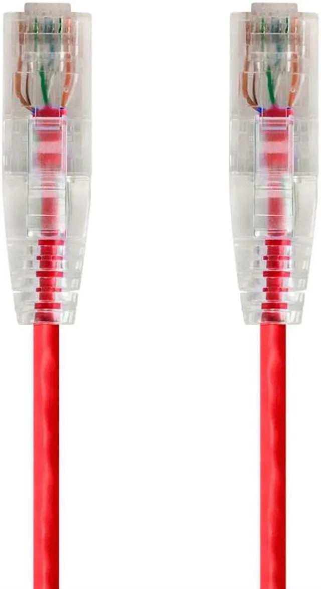 Main image of Monoprice Cat6 Ethernet Patch Cable - 0.5 Feet - Red | Snagless RJ45 Stranded 550MHz UTP CMR Riser Rated Pure Bare Copper Wire 28AWG - SlimRun Series