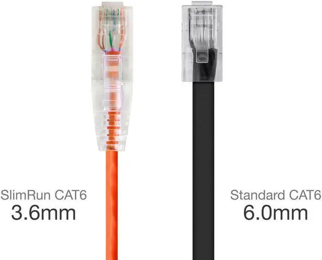 Alt view image 2 of 15 - Monoprice Cat6 Ethernet Patch Cable - 14 Feet - Orange | Snagless RJ45 Stranded 550MHz UTP CMR Riser Rated Pure Bare Copper Wire 28AWG - SlimRun Series