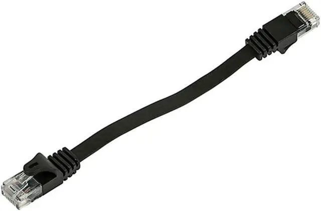 Alt view image 3 of 7 - Monoprice Flat Cat6 Ethernet Patch Cable - 0.5 Feet - Black, Snagless RJ45, Flat, 550MHz, UTP, Pure Bare Copper Wire, 30AWG - Flexboot Series