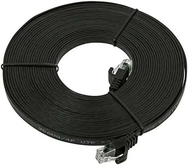 Alt view image 2 of 8 - Monoprice Flat Cat6 Ethernet Patch Cable - 25 Feet - Black, Snagless RJ45, Flat, 550MHz, UTP, Pure Bare Copper Wire, 30AWG - Flexboot Series