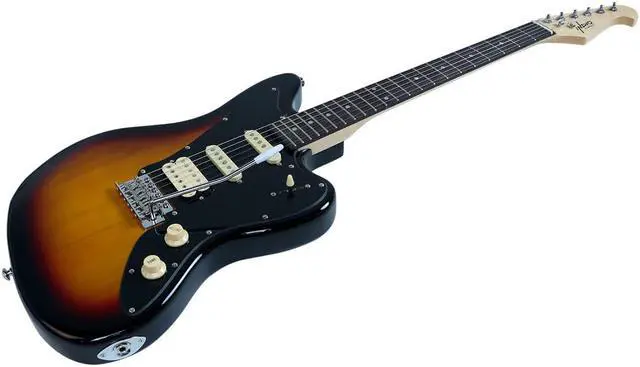 Alt view image 3 of 6 - Monoprice Offset OS20 Classic Electric Guitar - Sunburst, With Gig Bag, Two Single Coils and a Humbucker - Indio Guitars