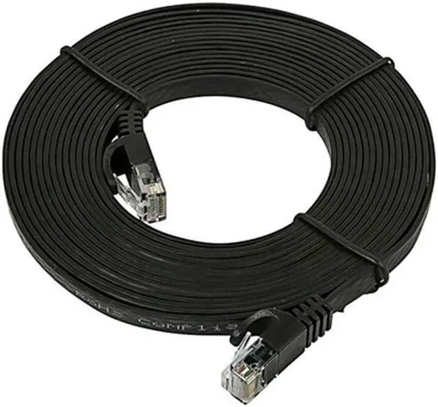 Alt view image 2 of 8 - Monoprice Flat Cat6 Ethernet Patch Cable - 14 Feet - Black, Snagless RJ45, Flat, 550MHz, UTP, Pure Bare Copper Wire, 30AWG - Flexboot Series
