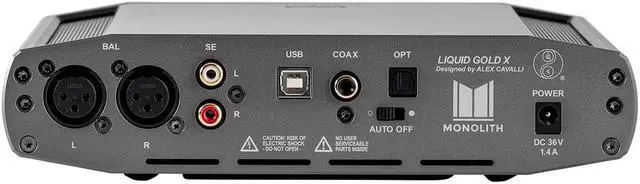 Alt view image 3 of 6 - Monoprice Monolith Liquid Gold Balanced Headphone Amplifier & DAC by Alex Cavalli, Solid State Amp, AKM AK4493EQ DAC, Balanced & Single-Ended Headphone Outputs