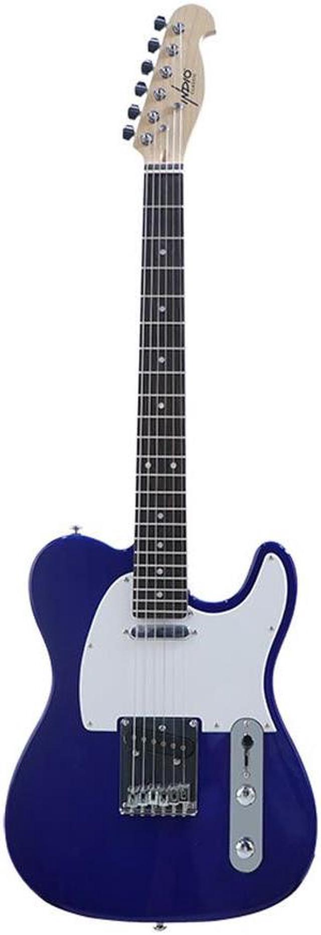 Monoprice Retro Classic Electric Guitar with Gig Bag, Blue, Right
