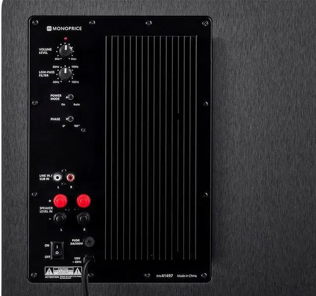 Alt view image 3 of 6 - Monoprice SW-10 150 Watt RMS (300 Watt Peak) Powered Subwoofer 10in, Ported Design, Variable Phase Control, Variable Low Pass Filter, For Home Theater