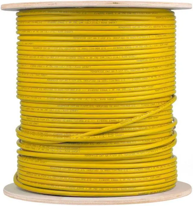 Alt view image 2 of 6 - Monoprice Cat6A Ethernet Bulk Cable - 500ft - Yellow, Solid, 550Mhz, F/UTP, CMR, Riser Rated, Pure Bare Copper Wire, 10G, 23AWG, No Logo (UL) (TAA)