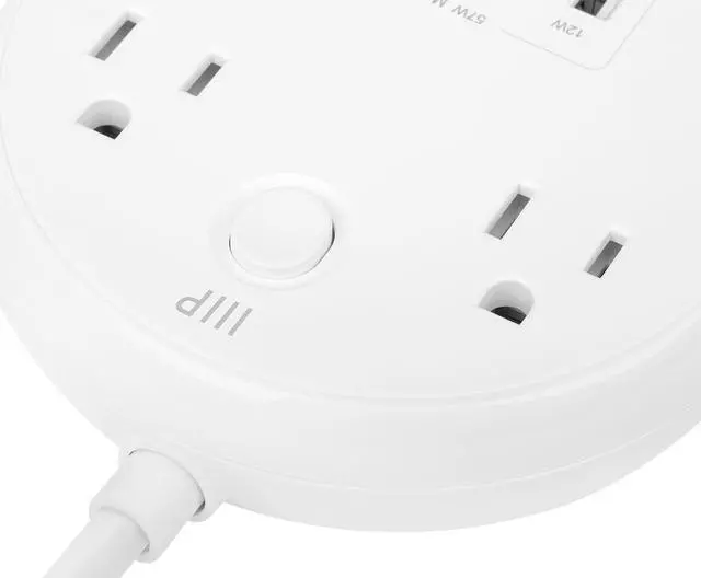 Alt view image 4 of 6 - Monoprice USB-C Power Strip, 2 Outlets and 57W 3 USB with 5-Foot Extension Cord, Compact Travel Size, for MacBook Pro, iPad Pro, iPhone, and Galaxy