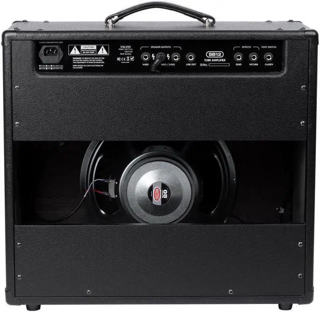 Alt view image 4 of 5 - Monoprice SB12 50-Watts All Tube 2-channel 1x12 Guitar Amp Combo with Spring Reverb, Clean and Overdrive Channels, Powerful - Stage Right Series