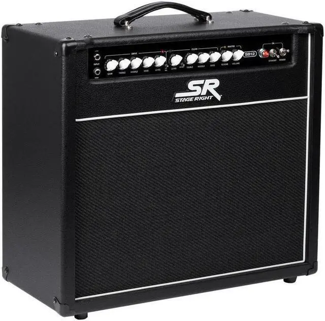 Alt view image 2 of 5 - Monoprice SB12 50-Watts All Tube 2-channel 1x12 Guitar Amp Combo with Spring Reverb, Clean and Overdrive Channels, Powerful - Stage Right Series