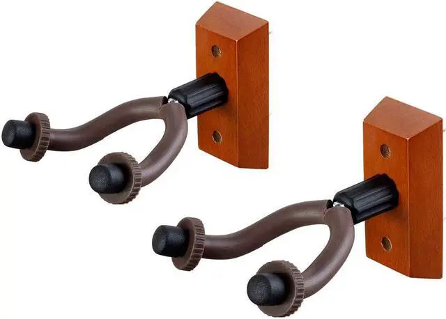 Main image of Monoprice Wood Wall Mount Guitar Hanger Guitar Bracket Holder (2-Pack) With Rubber Padding, For Acoustic or Electric Guitars - Stage Right Series