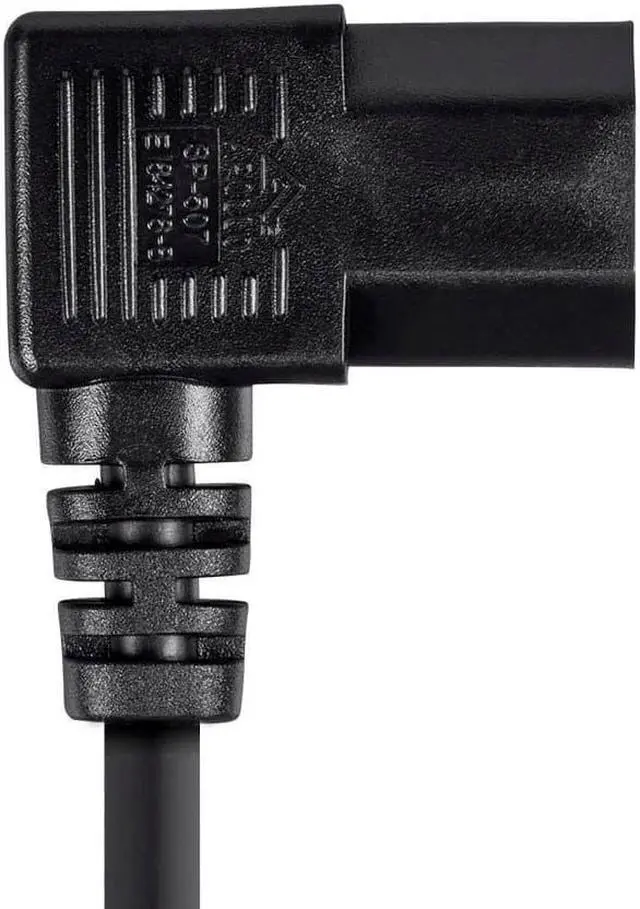 Alt view image 6 of 7 - Monoprice Right Angle Power Cord - 2 Feet - Black, NEMA 5-15P to Right Angle IEC 60320 C13 14AWG Works With Most PCs, Monitors, Scanners, and Printers