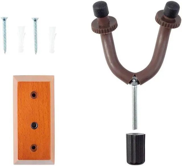 Alt view image 4 of 4 - Monoprice Wood Wall Mount Guitar Hanger Guitar Bracket Holder (2-Pack) With Rubber Padding, For Acoustic or Electric Guitars - Stage Right Series