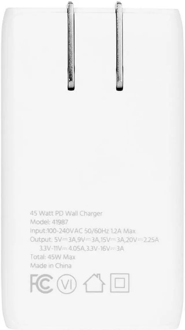 Alt view image 4 of 7 - Monoprice USB-C Charger 45W 1-port PD GaN Technology Flat Slim Wall Charger for MacBook Pro/Air, iPad Pro, iPhone 12/11/Pro/Max/XR/XS/X, Pixel, Galaxy