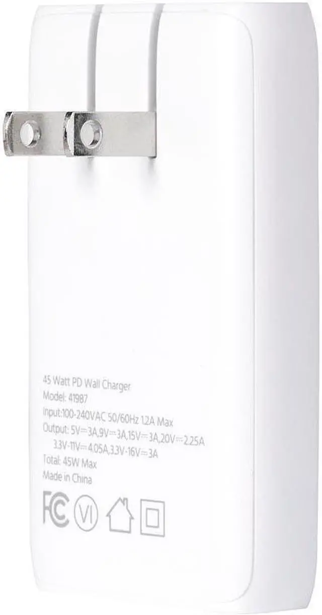 Alt view image 5 of 7 - Monoprice USB-C Charger 45W 1-port PD GaN Technology Flat Slim Wall Charger for MacBook Pro/Air, iPad Pro, iPhone 12/11/Pro/Max/XR/XS/X, Pixel, Galaxy