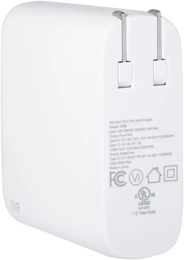 Alt view image 4 of 7 - Monoprice USB-C Charger, 100W 4-Port PD GaN Technology Wall Charger for MacBook Pro/Air, iPad Pro, iPhone 12/11/Pro/Max/XR/XS/X, Pixel, Galaxy & More