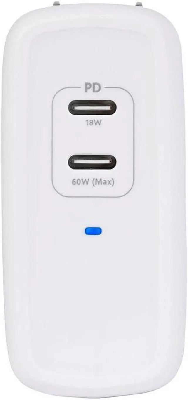 Alt view image 5 of 6 - Monoprice 68W 2-port USB-C GaN Charger, Fast Charge, Foldable, PD Technology, for MacBook, iPad, iPhone, Galaxy, White