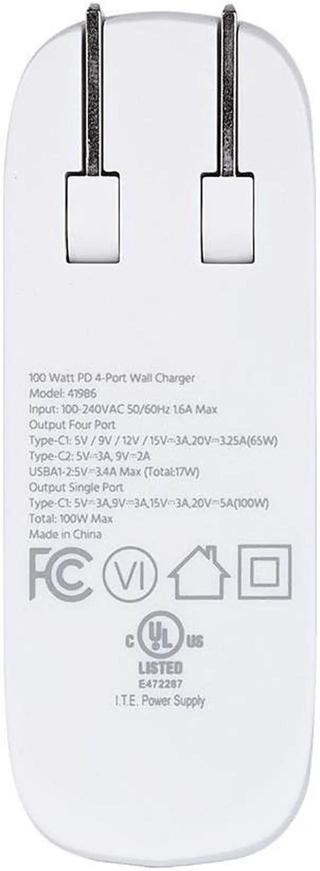 Alt view image 6 of 7 - Monoprice USB-C Charger, 100W 4-Port PD GaN Technology Wall Charger for MacBook Pro/Air, iPad Pro, iPhone 12/11/Pro/Max/XR/XS/X, Pixel, Galaxy & More