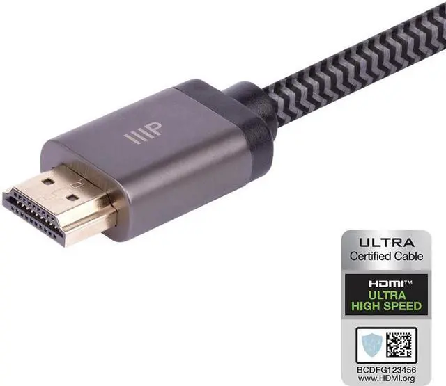 Alt view image 4 of 10 - Monoprice 8K Braided HDMI 2.1 Cable - 6 Feet - Black | Ultra High Speed, 48Gbps, Compatible With Sony PS5 / Microsoft / Xbox Series X & Series S and More