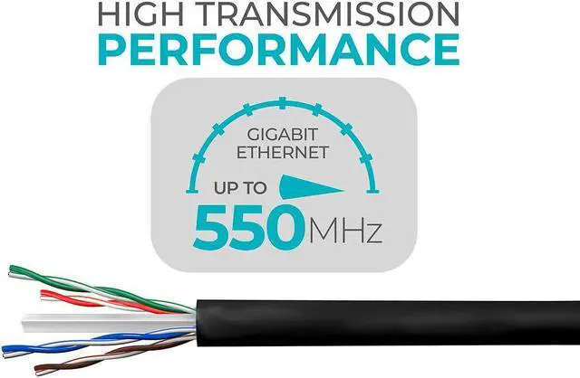 Alt view image 5 of 9 - Monoprice Cat6 Ethernet Bulk Cable - Network Internet Cord - Solid, 500Mhz, UTP, CMR, Riser Rated,  Pure Bare Copper Wire, 23AWG, 1000ft, Black