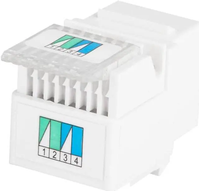 Alt view image 4 of 8 - Monoprice RJ11 Toolless 180-Degree Keystone Jack for 22-26AWG Solid Wire, White