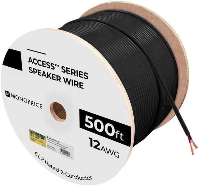 Alt view image 7 of 7 - Monoprice Speaker Wire, CL2 Rated, 2-Conductor, 12AWG, 500ft, Black