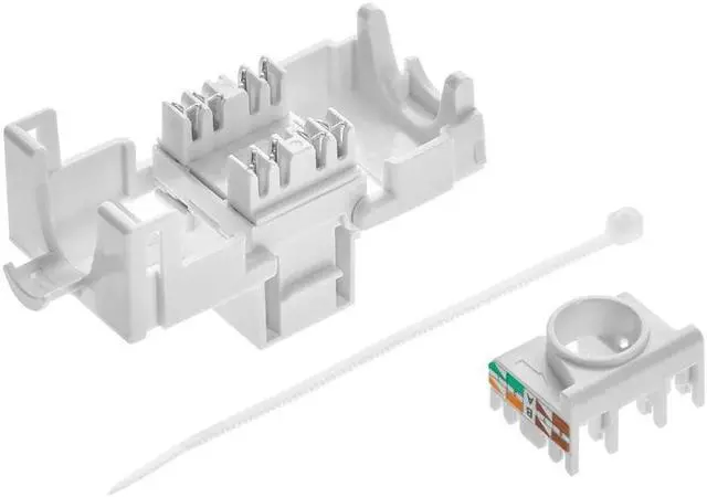Alt view image 4 of 6 - Monoprice Cat6A RJ45 Toolless 180-Degree Keystone Jack for 22-24AWG Solid Wire, White