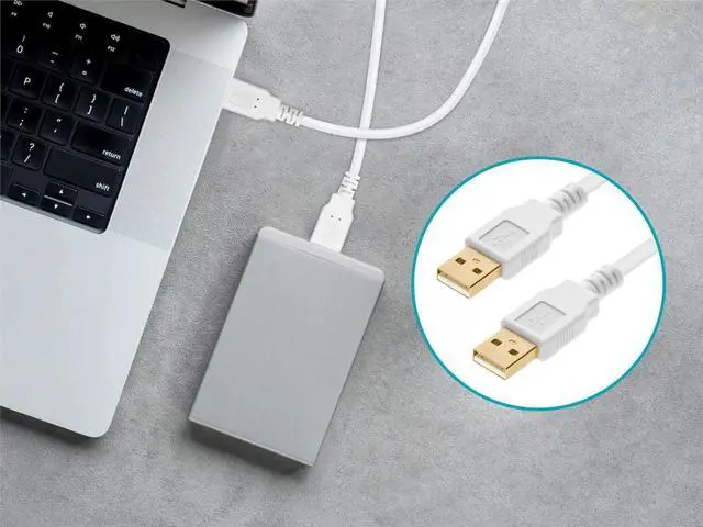 Alt view image 7 of 7 - Monoprice USB 2.0 Cable - 10 Feet - White | USB Type-A Male to USB Type-A Male, 28/24AWG, Gold Plated, 480 Mbps
