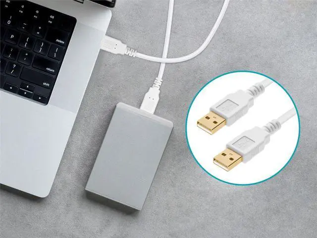 Alt view image 7 of 7 - Monoprice USB 2.0 Cable - 1.5 Feet - White | USB Type-A Male to USB Type-A Male, 28/24AWG, Gold Plated, 480 Mbps