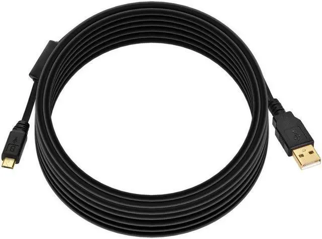 Alt view image 4 of 9 - Monoprice USB 2.0 Cable - 15 Feet - Black | USB Type-A Male to Micro Type-B 5-pin Male 28/24AWG Cable with Ferrite Core, Gold Plated