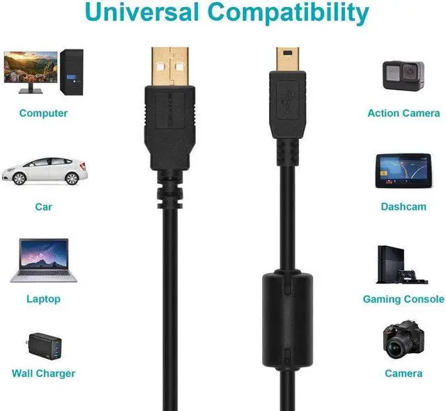 Alt view image 7 of 8 - Monoprice USB 2.0 Cable - 10 Feet - Black | USB Type-A Male to USB Mini Type-B 5-Pin, 28/24AWG, Gold Plated For Digital Camera, Cell Phones, PDAs, MP3 Players, Dash Cam
