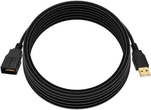 Alt view image 7 of 9 - Monoprice USB 2.0 Extension Cable - 15 Feet - Black | Type-A Male to USB Type-A Female, 28/24AWG, Gold Plated Connectors