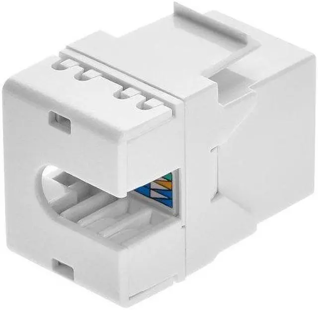 Alt view image 4 of 6 - Monoprice Cat6 RJ45 180-Degree Dual IDC Keystone for 22-24AWG Solid Wire, White