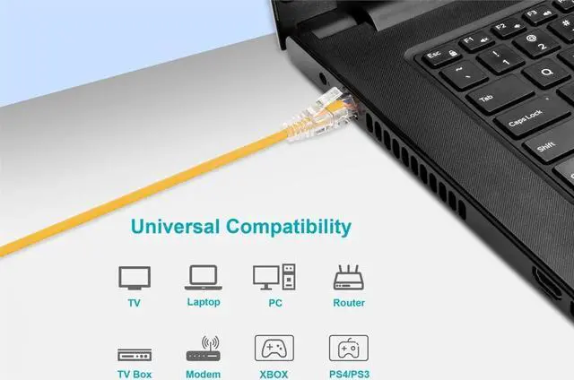 Alt view image 7 of 7 - Monoprice Cat6 Ethernet Patch Cable - 0.5ft - Yellow, Snagless RJ45 Stranded 550MHz UTP CMR Riser Rated Pure Bare Copper Wire 28AWG - SlimRun Series