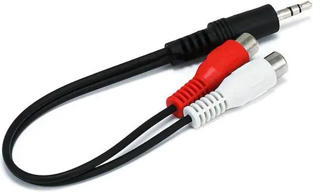 Alt view image 6 of 8 - Monoprice 6inch 3.5mm Stereo Plug/2 RCA Jack Cable - Black