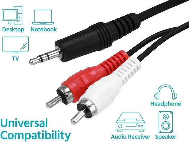 Alt view image 7 of 11 - Monoprice 665 6ft 3.5mm Stereo Plug/2 RCA Plug Cable - Black