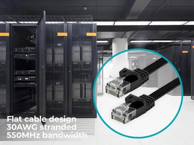 Alt view image 5 of 8 - Monoprice Flat Cat6 Ethernet Patch Cable - 25 Feet - Black, Snagless RJ45, Flat, 550MHz, UTP, Pure Bare Copper Wire, 30AWG - Flexboot Series