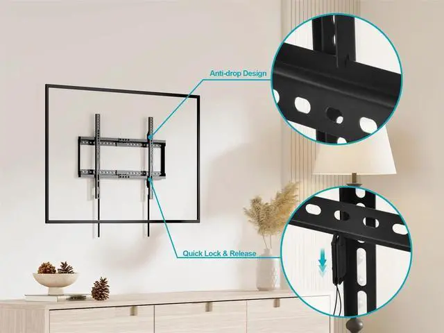 Alt view image 7 of 8 - Monoprice Wide Screen Low Profile Fixed TV Wall Mount Bracket - LED TVs 37in to 80in, Max Weight 154 lbs., VESA Patterns Up to 600x400, Fits Curved Screens - Commercial Series