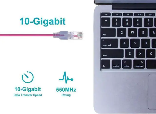 Alt view image 5 of 10 - Monoprice Cat6A Ethernet Patch Cable 5-Pack - 7 Feet - Pink | Snagless, RJ45, 550MHz, UTP, Pure Bare Copper Wire, 10G, 30AWG  - SlimRun