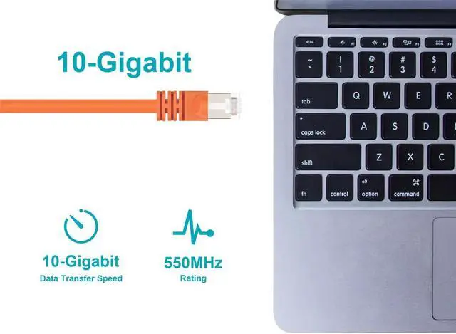 Alt view image 6 of 7 - Monoprice Cat6A Ethernet Patch Cable - 7 Feet - Orange | Network Internet Cord - RJ45, 550Mhz, STP, Pure Bare Copper Wire, 10G, 26AWG