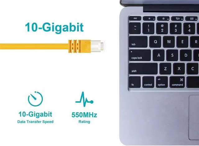 Alt view image 6 of 8 - Monoprice Cat6A Ethernet Patch Cable - 1 Feet - Yellow | Network Internet Cord - RJ45, 550Mhz, STP, Pure Bare Copper Wire, 10G, 26AWG