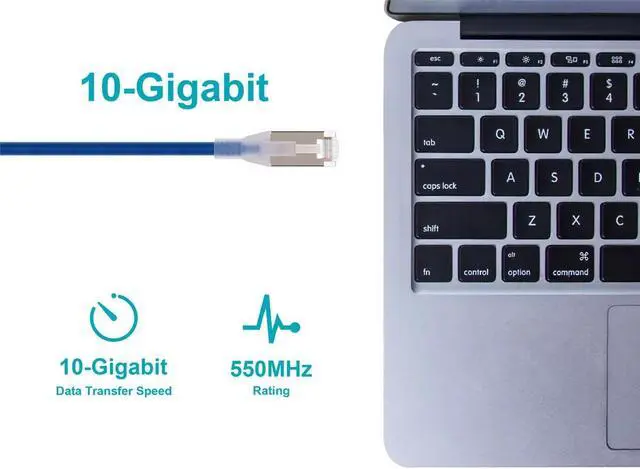 Alt view image 6 of 7 - Monoprice Cat6A Ethernet Patch Cable - 7 Feet - Blue | Snagless, Double Shielded, Component Level, CM, 30AWG, Ideal For Data Centers and Server Rooms - SlimRun Series