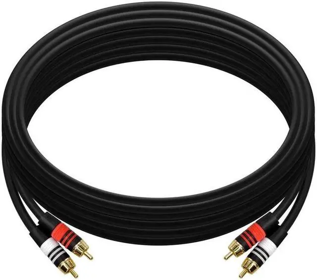 Alt view image 5 of 7 - Monoprice Premium Two-Channel Audio Cable - 25 Feet - Black | 2 RCA Plug to 2 RCA Plug 22AWG, Male to Male