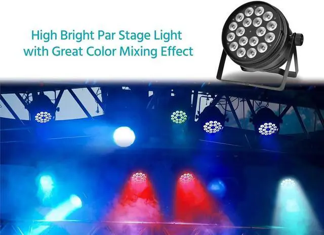 Alt view image 6 of 6 - Monoprice 18x 10-Watt RGBW 4-in-1 LED Flat Par Stage Light | For Bands, DJs, Banquets, Weddings - Stage Right Series