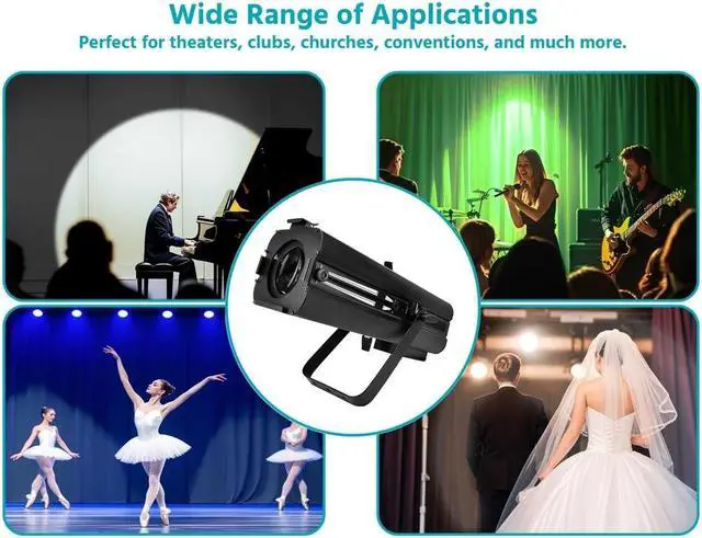Alt view image 6 of 6 - Monoprice High Definition 200-Watt RBGW 4-in-1 LED Ellipsoidal Stage Light with Manual Zoom, For Theaters, Clubs, Churches, Conventions - Stage Right Series