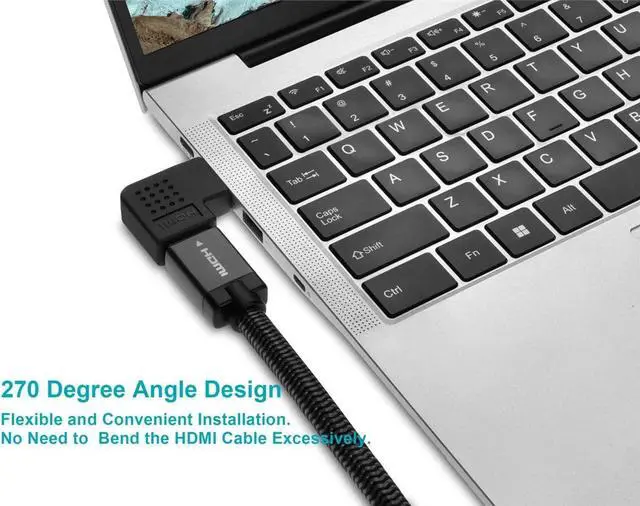 Alt view image 10 of 10 - Monoprice HDMI Right Angle Port Saver Adapter (Male to Female) | 270 Degree, Vertical Flat Right
