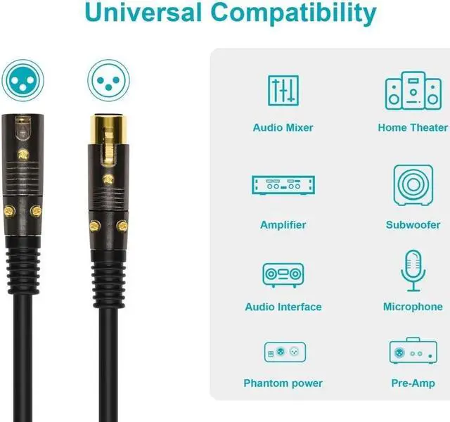 Alt view image 6 of 8 - Monoprice XLR Male to XLR Female Cable [Microphone & Interconnect] - 100 Feet | Gold Plated, 16AWG - Premier Series