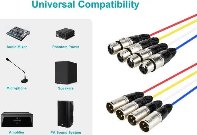 Alt view image 10 of 11 - Monoprice 4-Channel XLR Male to XLR Female Snake Cable Cord - 20 Feet- Black/Silver With Metal Connector Housings Plastic And Rubber Cable Boots